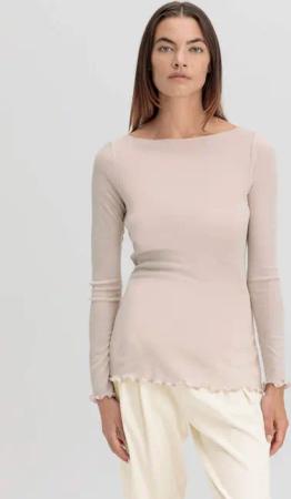 hessnatur Damen Longsleeve WARM TOUCH aus Bio-Merinowolle und TENCEL™ Lyocell - beige - Größe 40