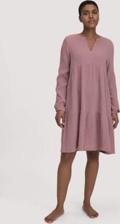 hessnatur Damen Musselin Nachthemd Relaxed PURE COMFORT aus Bio-Baumwolle - lila - Größe 40