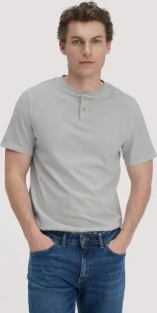 hessnatur Herren Heavy Jersey Henley Shirt Relaxed aus Bio-Baumwolle - grau - Größe 56