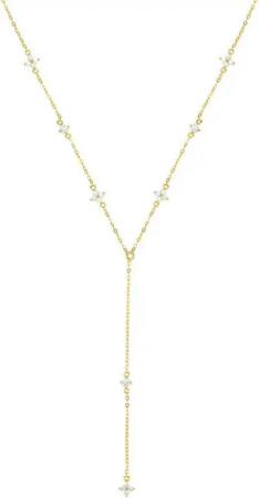 Hey Happiness Statementkette Blumen Y-Kette mit Zirkonia, Elegante Damen 925 Silberkette, Silber Gold Roségold