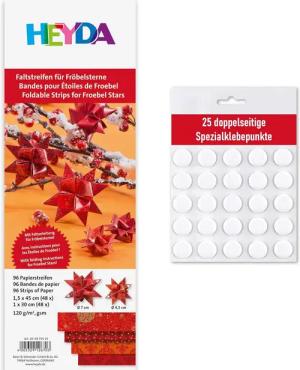 Heyda Bastelband Faltstreifen für Fröbelsterne, 96 Streifen im Set für 24 Sterne