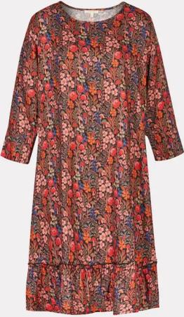 Himalaya Clothing Sommerkleid Kleid Damen mit farbenfrohem Blumenprint - Blusenkleid aus Viskose Bequemes, stilvolles Midikleid mit lockerem Fall