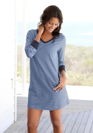 H.I.S Damen Nachthemd blau-gestreift Gr.40/42