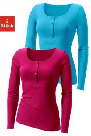 H.I.S Langarmshirt Damen pink, petrol Gr.48/50