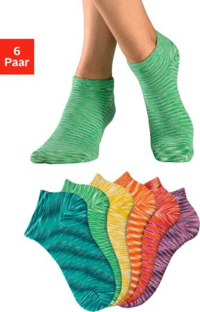 H.I.S Sneakersocken Damen 1x dunkel grün, 1x hell grün, 1x orange 1x rot, 1x pink Gr.35-38