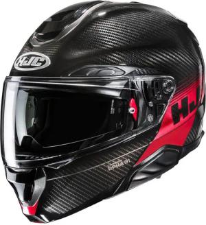 HJC Motorradhelm HJC RPHA 91 Carbon Elig MC1 Klapphelm Schwarz / Rot L (1er Set)