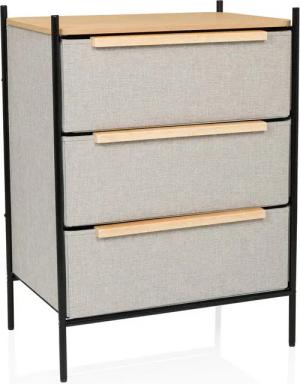 hjh LIVING Kommode STUVAR Sideboard H/B/T: 79.0 x 58.0 x 39.0 cm, Schubladenkommode mit 3 Stoff-Schubladen, Metallgestell, Holzgriffe