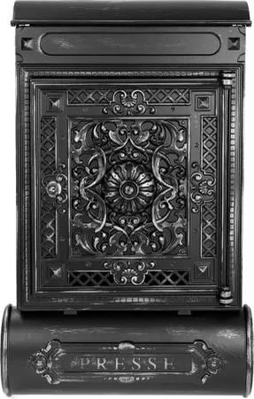 HMF 512-09 Briefkasten Antik mit Zeitungsfach, Vintage Postkasten aus Aluguss   57 x 35 x 10 cm   Schwarz-Silber