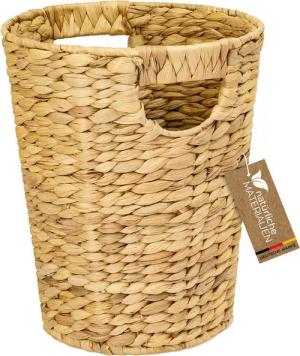 HMF Papierkorb Papierkorb Büro, Aufbewahrungskorb geflochten aus, Wasserhyazinthe Rund 25 cm Durchmesser x H: 30 cm