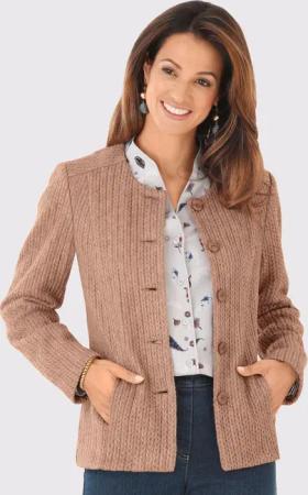 hochwertige Strukturjacke in Strickoptik - beige - Gr. 48 von Goldner Fashion