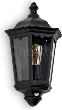 hofstein Außen-Wandleuchte »Viano« Wandlampe in antikem Look aus Metall/Glas in Schwarz/Klar, ohne Leuchtmittel, Wandleuchte m. E27, m. Bewegungsmelder