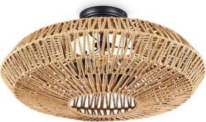 hofstein Deckenleuchte »Alvi« moderne Deckenlampe aus Metall/Rattan in Schwarz/Natur, ohne Leuchtmittel, Leuchte im modernen Design mit Lichteffekt, ø52cm, 1xE27