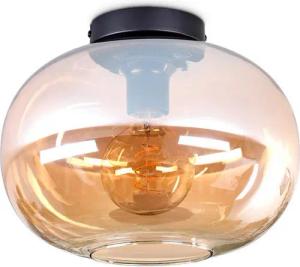 hofstein Deckenleuchte Deckenlampe aus Metall/Glas in Schwarz/Bernsteinfarben, ohne Leuchtmittel, moderne Leuchte mit Schirm aus Glas (30cm), 1xE27, ohne Leuchtmittel