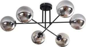 hofstein Deckenleuchte Deckenlampe aus Metall/Glas in Schwarz/Rauchfarben, ohne Leuchtmittel, moderne Leuchte mit Glasschirmen (15 cm), 6 x E14, ohne Leuchtmittel