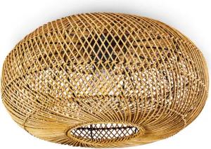 hofstein Deckenleuchte »Messerotti« moderne Deckenlampe aus Metall/Rattan in Schwarz/Natur, ohne Leuchtmittel, Leuchte im modernen Design mit Lichteffekt, ø40cm, 1xE27