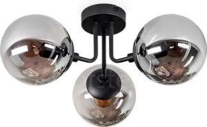 hofstein Deckenleuchte moderne Deckenlampe aus Metall/Glas in Schwarz/Rauchfarben, ohne Leuchtmittel, im modernen Design, Glasschrime (15cm), 3x E27, ohne Leuchtmittel