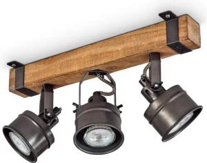 hofstein Deckenleuchte »Villanuova« Deckenlampe aus Metall/Holz in Schwarz/Braun, ohne Leuchtmittel, Retro-Leuchte, Holzbalken, verstellbare Strahler, 3xGU10
