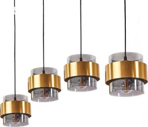 hofstein Pendelleuchte »Chiasottia« Deckenlampe, Metall, Schwarz/Messing, Rauchglasschirmen, ohne Leuchtmittel, moderne Pendelleuchte, 4xE27, Höhe max. 116cm