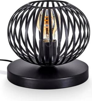 hofstein Tischleuchte Tischlampe aus Metall in Schwarz, ohne Leuchtmittel, Retro Gittschirm Leuchte (20cm), Schalter, 1 x E27, ohne Leuchtmittel