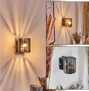 hofstein Wandleuchte Wandlampe aus Metall/Glas in Schwarz/Rauchfarben, ohne Leuchtmittel, moderne Up&Down-Leuchte mit Lichteffekt, Schalter am Gehäuse, G9