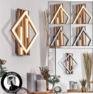 hofstein Wandleuchte Wandlampe aus Metall/MDF/Kunststoff in Schwarz/Holzoptik/Weiß, ohne Leuchtmittel, Wandleuchte im modernen Design, 19 Watt, 1990 Lumen