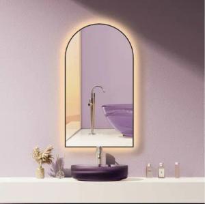 HOKO Badspiegel mit beleuchtung+Antibeschlag, Spiegel Gold / Schwarz mit Licht (50x90 / 60x100 cm, HOCH+QUER Montage. Badezimmerspiegel+Warmweiß-Kaltweiß-Neutral)