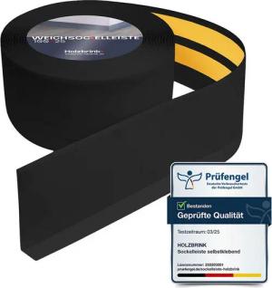 HOLZBRINK Sockelleiste HOLZBRINK selbstklebend PVC 100x25mm, 1 m, L: 100 cm, 1m Rolle, Küchenleiste Abschlussleiste für Badezimmer Farbe: Schwarz