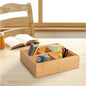 HOMCOM Organizer Aufbewahrungsbox (Schubladen Organizer, 1 St., Ordnungsbox), ausziehbar Bambus Natur 24,6 x 17,6 x 7 cm