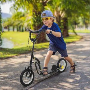 HOMCOM Scooter Kinderscooter Tretroller Cityroller Kinder, au Gummi Aluminium Schwarz, (Kinderscooter, 1 tlg., Tretroller), 120L x 58B x 85-95H cm