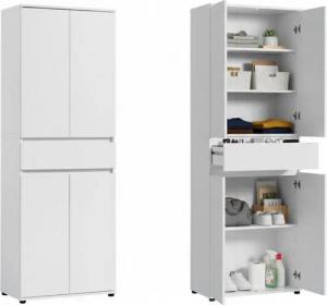 Home Collective Mehrzweckschrank Schrank 60 cm breit mit 4 Türen & Schublade mit 3 Einlegeböden 64x34x180 cm (BxTxH) Weiß