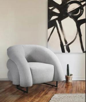 HOME DELUXE Sessel MACA Samtgewebe Grau