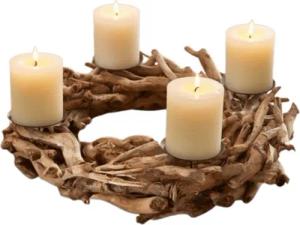 Home-trends24.de Adventskranz Deko Kranz Adventskranz rund Weihnachten Rustikal Natur 40 cm