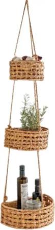 Home-trends24.de Etagere Hänge Etagere Wasserhyazinthe Natur Küche Küchenregal Aufbewahrung, Wasserhyazinthe, Hängend