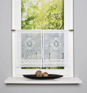 HOME WOHNIDEEN Dekoschale Home Wohnideen Fensterbilder Leinenstruktur Lochstickerei 2er Set 45