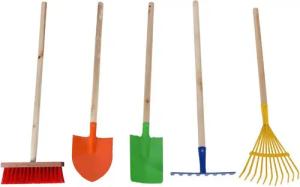Home4Living Kinder-Gartenset Gartengeräte Set 5 teilig Kinder Schaufel Besen Harke Rechen, (Kinder-Gartengeräte Set 5-teilig, 5-tlg), 5-teilig