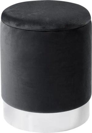 Home4You Sitzhocker, Ø 36 cm, Dunkelgrau, Samtbezug, mit abnehmbarem Deckel