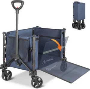 HOMECALL Bollerwagen Faltbar Handwagen Transportwagen klappbar Einkaufstrolley (Erweiterbare Kapazität mit zwei Aufbewahrungstaschen, bis 100KG, 120L, Campingwagen mit Reflektorstreifen), Strandwagen Für Einkaufen, Camping, Garten, Dogs