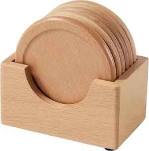 HomeGuru Becheruntersetzer Untersetzer aus 100% Massivholz, Set mit 7 Stück, kreative Geschenke