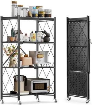 HomeMiYN Mehrzweckregal Klappregal mit Rollen Bücher Küchenregal PlatzsparendSchnell aufgebaut