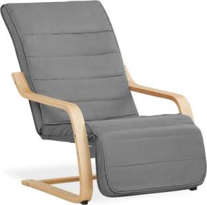 Homestyle4u Relaxsessel Sessel Grau Fernsehsessel gepolstert bequem Relaxstuhl Schwingsessel (1 Stuhl, 1-St., Stuhl mit Bezug), Bezug abnehmbar, Fußteil verstellbar, Essstuhl