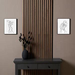 Homestyle4u Wandpaneel 60x60 60x120 cm 1/2/4 Akustikpaneele Holz Braun Schallschutz Garderobe, (2er Set, 2-tlg., 2 Akustikpaneele) 3D Akustik Paneel Wandpaneel in Walnuss zum Kleben oder Bohren