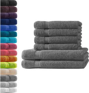 Hometex Premium Textiles Handtuch in Premium Qualität 500 g/m², Feinster Frottier-Stoff 100% Baumwolle, 2x Duschtuch + 4x Handtuch, weich, saugfähig, extra schwer & flauschig