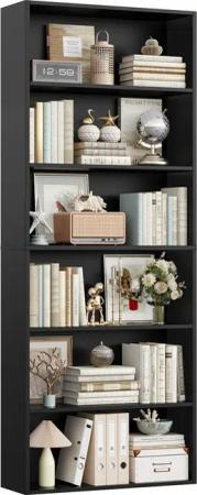 Homfa Bücherregal, 180cm Standregal Büroregal Raumteiler mit 6 Fächern Schwarz