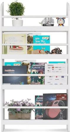 Homfa Kinderregal Kinderbücherregal Wandregal, Bücherregal mit 4 Ablagen aus Holz 112x58x12 cm