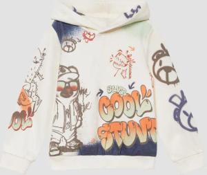 Hoodie mit All-over-Print im Graffiti-Stil