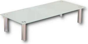 HOOZ TV-Aufsatz Weißglas mit Aluminiumfüßen - Ablage und Platzerweiterung 70x35cm, (modern, mit Aufbauanleitung), aus Sicherheitsglas