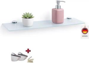 HOOZ Wandregal Glasregal, Wandablage ESG 50x13 cm, rechteckig, mit Halterung Weiß, 1-tlg., mit geschliffenen Kanten