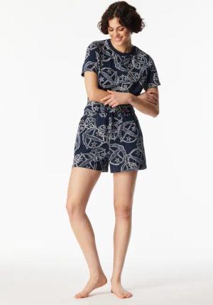 Hose kurz Statement-Druck blau-weiß - SCHIESSER 150 Years 34