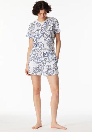 Hose kurz Statement-Druck weiß-blau - SCHIESSER 150 Years 40