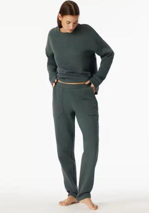 Hose lang Jersey-Quiltstoff und Sweatware dunkelgrün - Mix+Relax 46